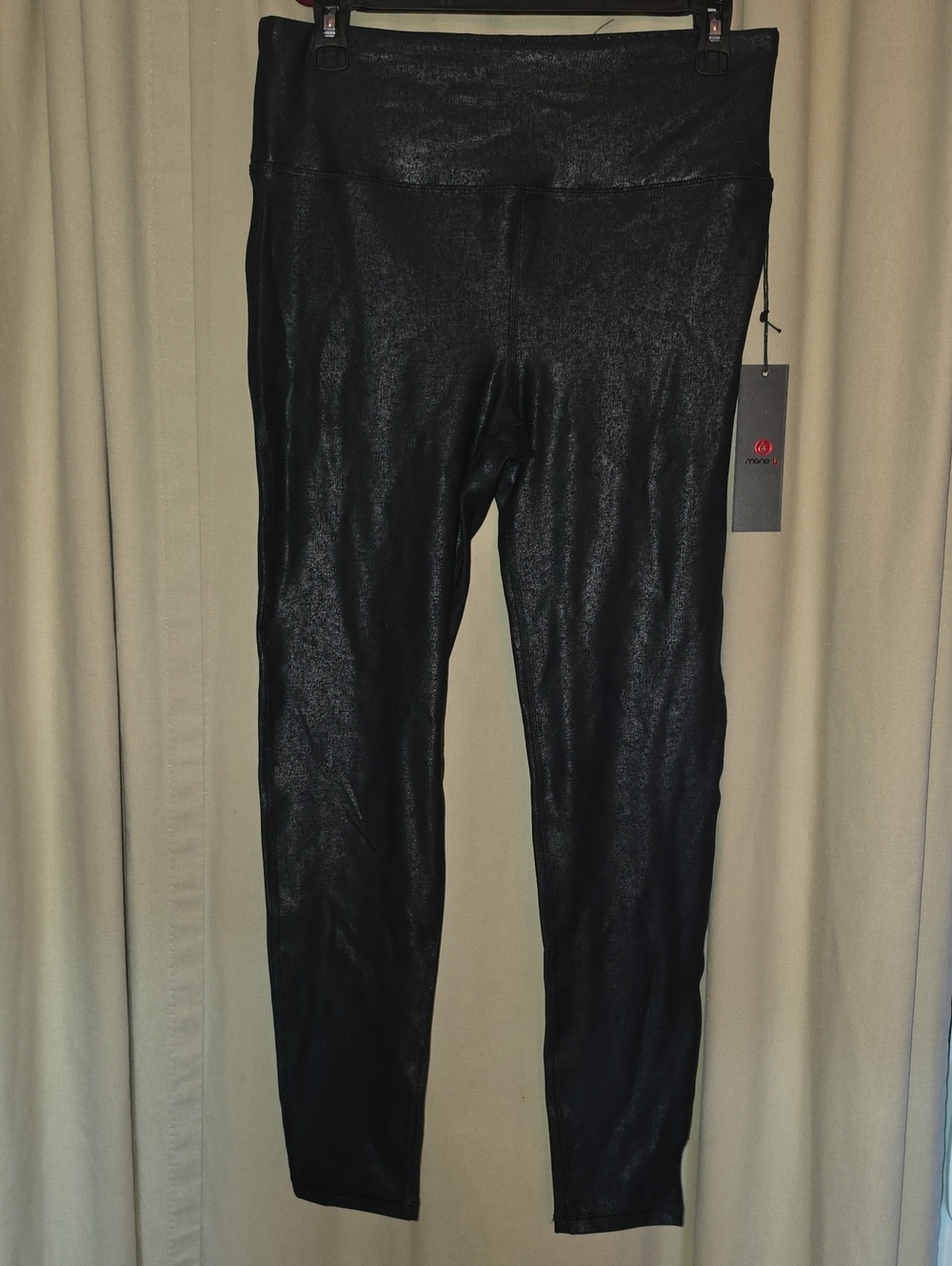 Mono B Shiny Black High-Rise Leggings